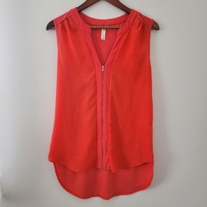 PerSeption Concept Coral Zipper Sleeveless Blouse-Large
